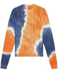 DIESEL - Tie-dye Jumper In Cable-knit Cotton - Lyst