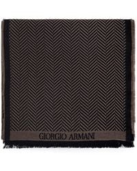 Giorgio Armani - Herringbone-Pattern Wool Scarf - Lyst
