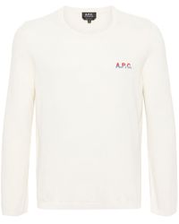 A.P.C. - Pull en coton à logo brodé - Lyst