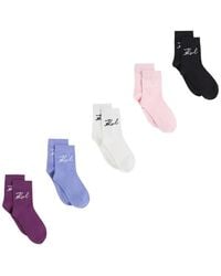 KARL LAGERFELD - Signature Logo-Embroidered Socks (Set Of Five) - Lyst