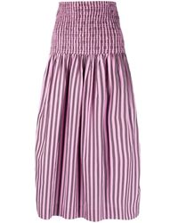 Ganni - Striped Organic-cotton Maxi Skirt - Lyst