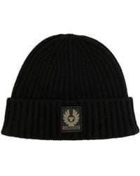 Belstaff - Logo-Patch Ribbed Wool Beanie - Lyst