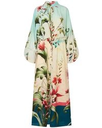 F.R.S For Restless Sleepers - Floral-Print Silk Maxi Dress - Lyst