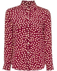 Saint Laurent Chemise à pois - Rouge
