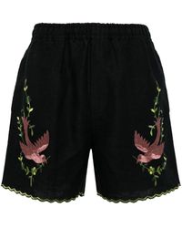 Bode - Embroidered-design Linen Shorts - Lyst
