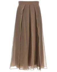 Brunello Cucinelli - Gonna Lunga Plissettata - Lyst