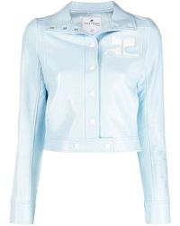 Courreges - Appliqué-Logo Cropped Vinyl Jacket - Lyst