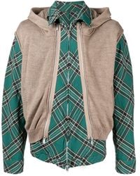 Undercover - Knitted Gilet Check-print Shirt Jacket - Lyst