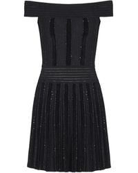 Balmain - Off-Shoulder Glittered Dress - Lyst