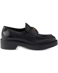 Prada - Loafer Aus Antikisiertem Schokoladenleder, Damen, Größe - Lyst