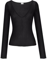 Saint Laurent - Cassandre V-Neck Top - Lyst