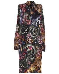 Just Cavalli - Animal-Print Floral-Print Midi Dress - Lyst