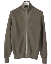 Brunello Cucinelli - Ribbed-Knit Zip-Up Cardigan - Lyst