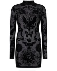 Philipp Plein - Long-Sleeve Butterfly-Tattoo Mini Dress - Lyst