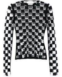 Sportmax - Checkerboard-print Long-sleeve Top - Lyst