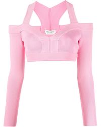 McQueen - Cut-Out Knitted Cropped Top - Lyst