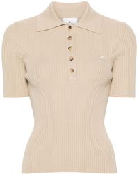 Courreges - Logo-patch Ribbed Polo Top - Lyst