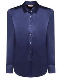Blanca Vita - Satin-Finish Button-Up Shirt - Lyst