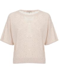 Antonelli - Sequin-Embellished Short-Sleeve Sweater - Lyst