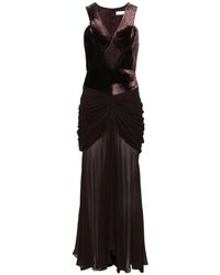 Zimmermann - Velvet-Panelled Ruched Maxi Dress - Lyst