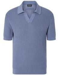 ZEGNA - Reguther Fit Jacquard Knit Polo With Short Sleeves - Lyst