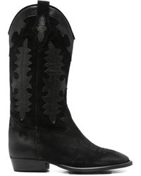 GISÉL MOIRÉ - 20 Mm Leren Laarzen Met Western-Stijl - Lyst