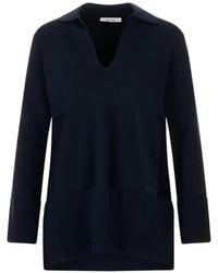 Max Mara - Pull Polo À Logo Brodé Et Col V - Lyst