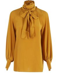 Weekend by Maxmara - Ruffled-Neck Silk Blouse - Lyst