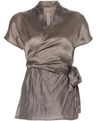 Rick Owens - Tie-Detail Short-Sleeve Blouse - Lyst