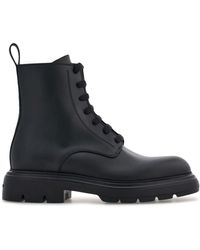 Ferragamo - Combat Leather Boots - Lyst