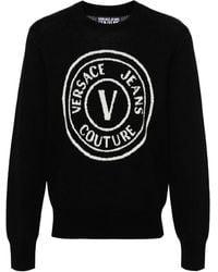 Versace Jeans Couture - V-Emblem Wool Jumper - Lyst