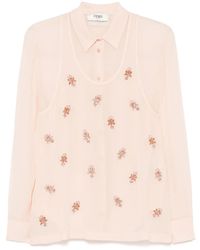 Fendi - Double Layer Shirt With Embroidered Top - Lyst