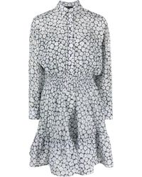 Maje - Floral-print Long-sleeved Shirtdress - Lyst