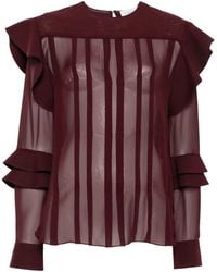 Lanvin - Blusa De Seda De Georgette Con Volantes - Lyst