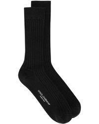 Dolce & Gabbana - Ribbed Intarsia-Knit Logo Socks - Lyst