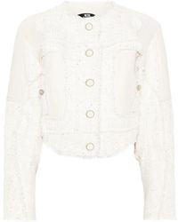 Gcds - Leather-Panel Tweed Jacket - Lyst