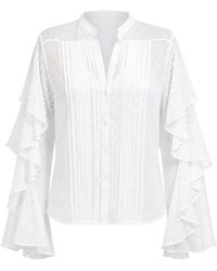 Barbara Bui - Ruffled-Sleeve Plumetis Blouse - Lyst