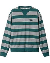 Miu Miu - Striped Logo-Patch Sweatshirt - Lyst