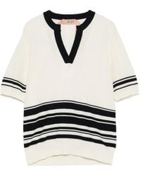 N°21 - V-Neck Striped Sweater - Lyst