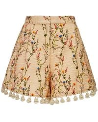 La DoubleJ - Playa Floral-embroidered Cotton-blend Shorts - Lyst