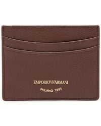 Emporio Armani - Logo-Print Grained-Leather Card Holder - Lyst