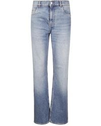 Coperni - Mid- Straight-Leg Cropped Jeans With Leather Detail - Lyst