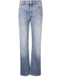 Coperni - Mid- Straight-Leg Cropped Jeans With Leather Detail - Lyst