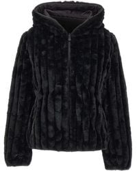 Save The Duck - Geribbelde Jack Met Capuchon En Imitatiebont - Lyst