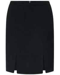 Loulou de Saison - Judy Wollen Straight Midi-Rok Met Dubbele Split - Lyst
