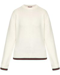 Gucci - Wool And Cashmere Sweater With Web, Ready-To-Wear - Lyst