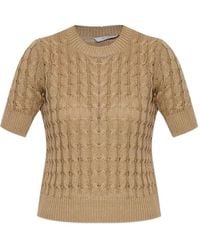 Max Mara - Short-Sleeve Cable-Knit Top - Lyst