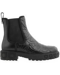 Ferragamo - Gancini Embossed Leather Chelsea Boots - Lyst