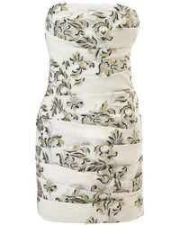 Carolina Herrera - Lurex Trellis Jacquard Ruched Mini Dress - Lyst