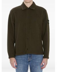 Stone Island - Wool Blend Overshirt Buttoned Cuffs - Lyst